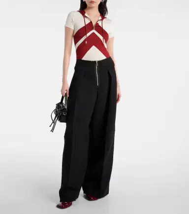 Jean Paul Gaultier Hooded chevron jersey top | Thumbnail 3