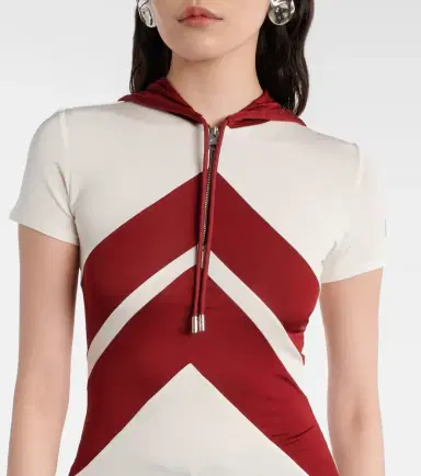 Jean Paul Gaultier Hooded chevron jersey top | Thumbnail 4