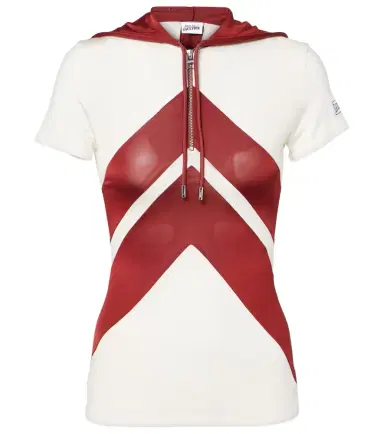 Jean Paul Gaultier Hooded chevron jersey top | Thumbnail 1