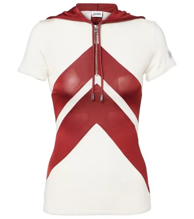 Jean Paul Gaultier Hooded chevron jersey top