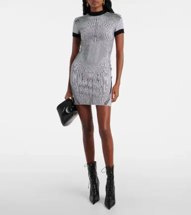 Jean Paul Gaultier Morphing Pinstripe jacquard jersey minidress | Thumbnail 2