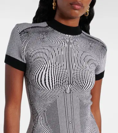Jean Paul Gaultier Morphing Pinstripe jacquard jersey minidress | Thumbnail 3
