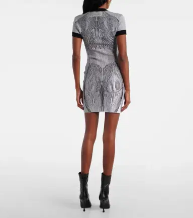 Jean Paul Gaultier Morphing Pinstripe jacquard jersey minidress | Thumbnail 4