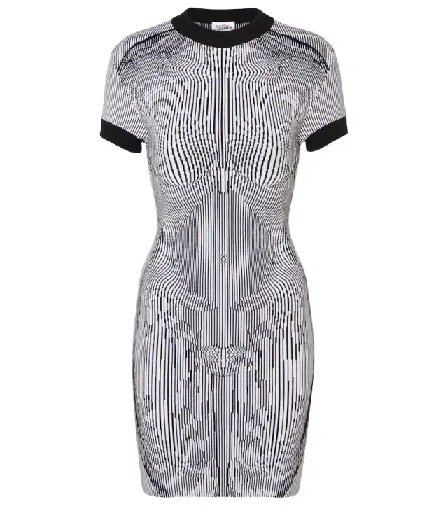 Jean Paul Gaultier Morphing Pinstripe jacquard jersey minidress