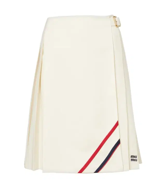 Pleated wool and mohair midi skirt