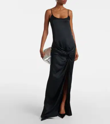 The Attico Gathered satin slip dress | Thumbnail 3