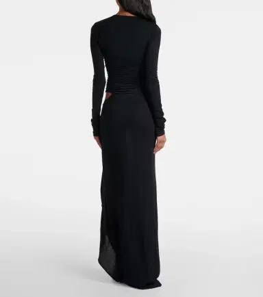 The Attico Draped cutout semi-sheer maxi dress | Thumbnail 3