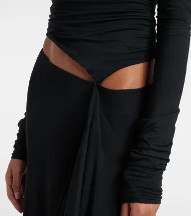 The Attico Draped cutout semi-sheer maxi dress | Thumbnail 4