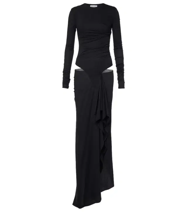 The Attico Draped cutout semi-sheer maxi dress
