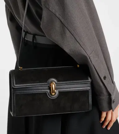 Savette Symmetry 26 leather-trimmed suede shoulder bag | Thumbnail 4 Savette Symmetry 26 leather-trimmed suede shoulder bag | Thumbnail 4