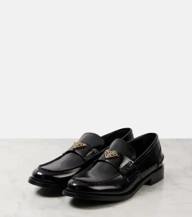 Prada Logo brushed leather loafers | Thumbnail 3