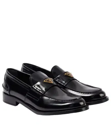Prada Logo brushed leather loafers | Thumbnail 1