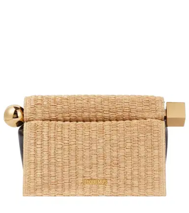 Jacquemus Rond Carré woven raffia-effect clutch | Thumbnail 1