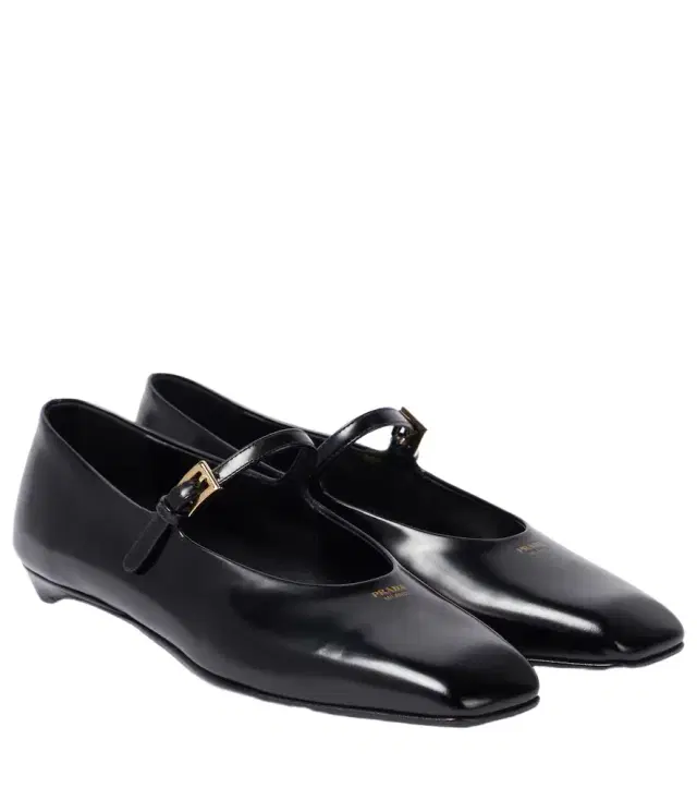 Brushed leather Mary Jane flats