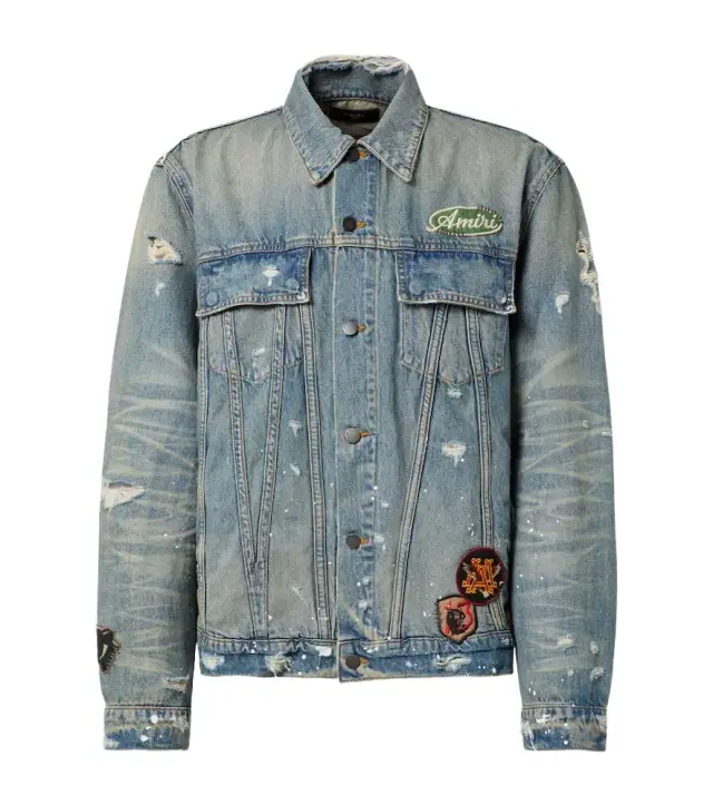 Amiri Vintage Pegasus distressed denim jacket