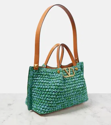 Valentino Garavani VLogo Medium raffia-effect tote bag | Thumbnail 4 Valentino Garavani VLogo Medium raffia-effect tote bag | Thumbnail 4