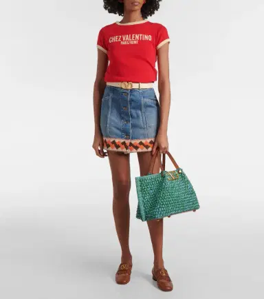 Valentino Garavani VLogo Medium raffia-effect tote bag | Thumbnail 5 Valentino Garavani VLogo Medium raffia-effect tote bag | Thumbnail 5