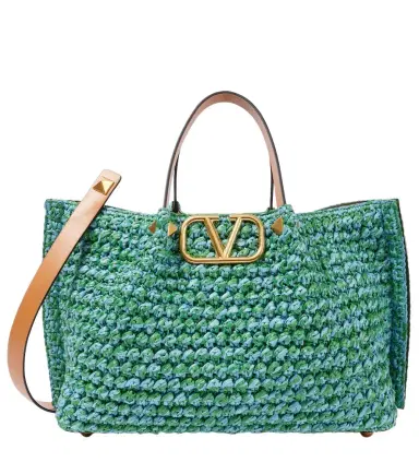 Valentino Garavani VLogo Medium raffia-effect tote bag | Thumbnail 1 Valentino Garavani VLogo Medium raffia-effect tote bag | Thumbnail 1