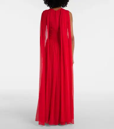 Costarellos Seva gathered silk georgette gown | Thumbnail 2