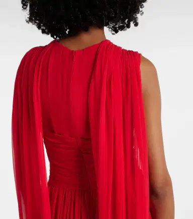 Costarellos Seva gathered silk georgette gown | Thumbnail 3
