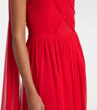 Costarellos Seva gathered silk georgette gown | Thumbnail 5