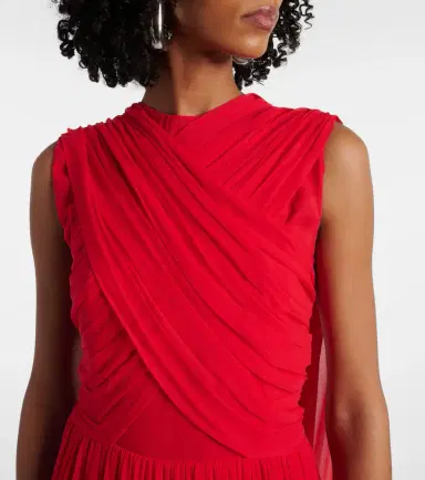 Costarellos Seva gathered silk georgette gown | Thumbnail 6