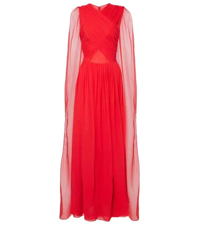Costarellos Seva gathered silk georgette gown