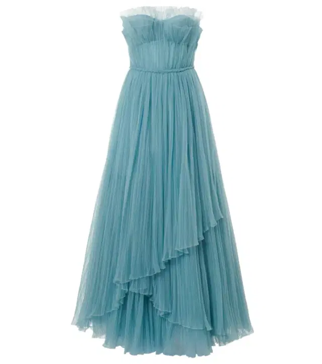 Costarellos Marinel plissé tulle gown