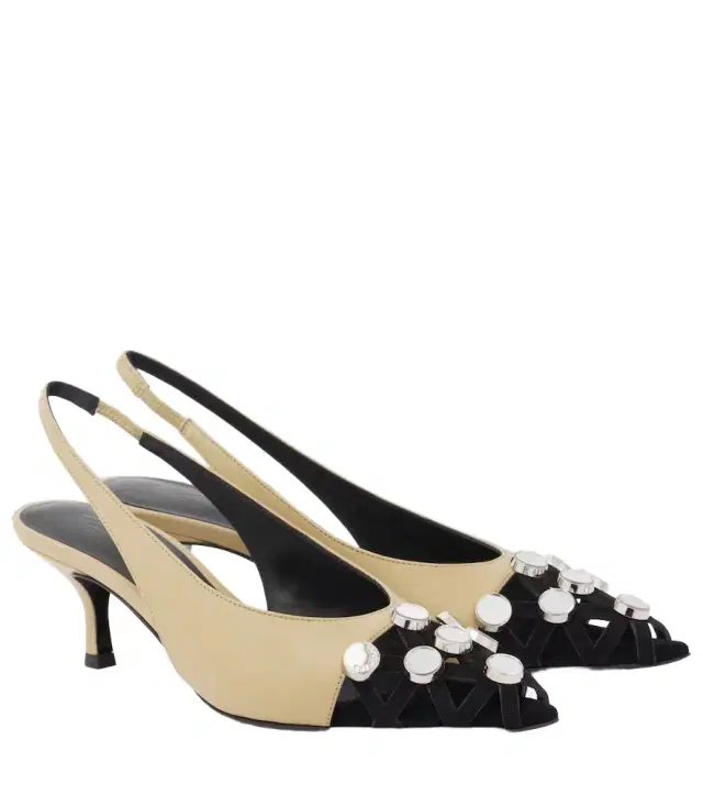 The Attico Fiona 50 embellished leather slingback pumps