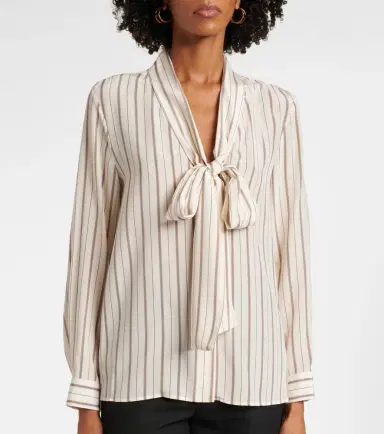Nili Lotan Angelique tie-neck striped silk blouse | Thumbnail 4