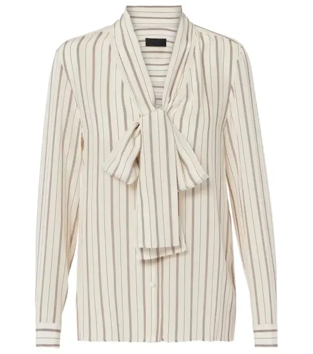 Nili Lotan Angelique tie-neck striped silk blouse