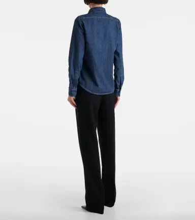 Nili Lotan Lexa ruffled denim shirt | Thumbnail 4