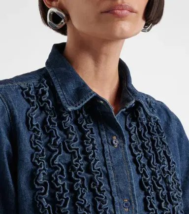 Nili Lotan Lexa ruffled denim shirt | Thumbnail 5