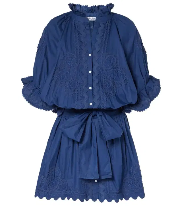 JULIET DUNN Embroidered cotton poplin minidress