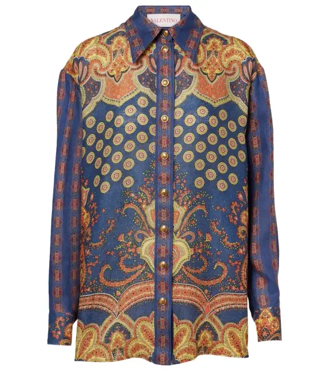Valentino Voyage Imaginaire VLogo linen blouse