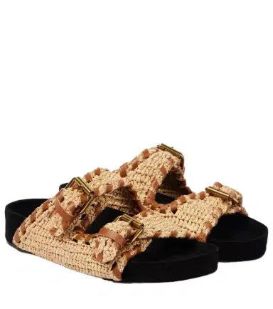 Isabel Marant Lennyo leather-trimmed raffia sandals | Thumbnail 1 Isabel Marant Lennyo leather-trimmed raffia sandals | Thumbnail 1