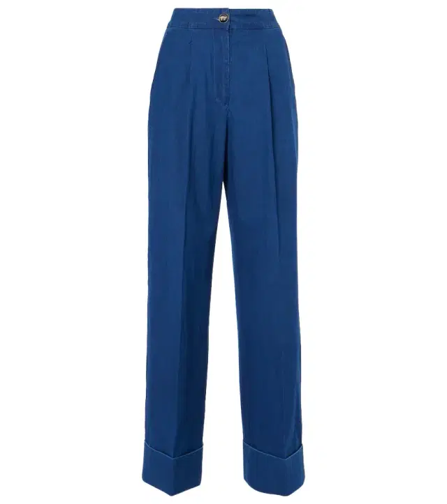 Valentino High-rise pleated wide-leg jeans