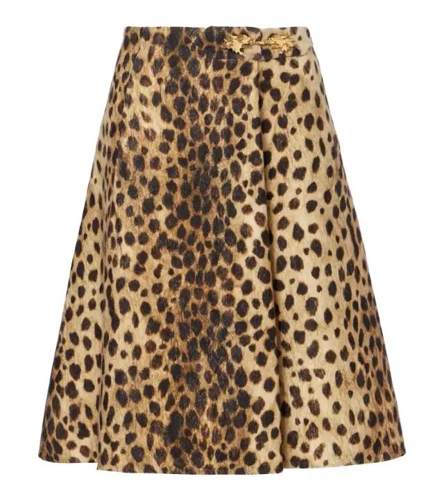 Valentino Leopard-print wool midi skirt
