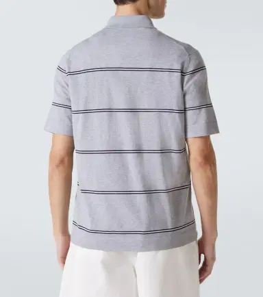 Brunello Cucinelli Striped cotton polo shirt | Thumbnail 2