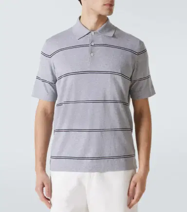 Brunello Cucinelli Striped cotton polo shirt | Thumbnail 3