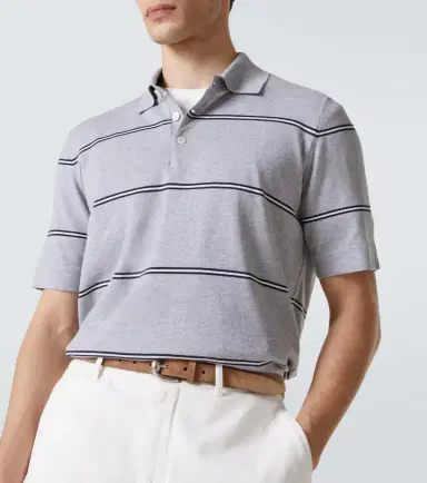 Brunello Cucinelli Striped cotton polo shirt | Thumbnail 5