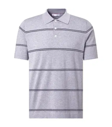 Brunello Cucinelli Striped cotton polo shirt | Thumbnail 1