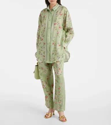 Agua by Agua Bendita Florecer Honeysuckle linen wide-leg pants | Thumbnail 2