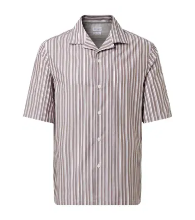 Brunello Cucinelli Striped cotton bowling shirt | Thumbnail 1
