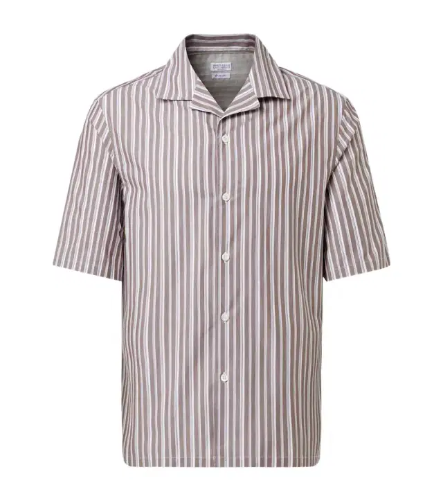 Brunello Cucinelli Striped cotton bowling shirt