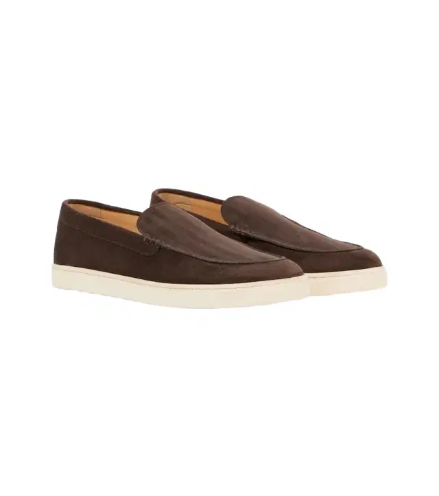 Herringbone suede loafers