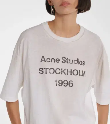 Acne Studios Distressed logo cotton and hemp T-shirt | Thumbnail 4