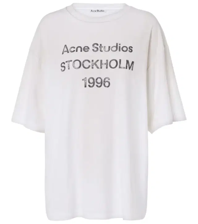 Acne Studios Distressed logo cotton and hemp T-shirt