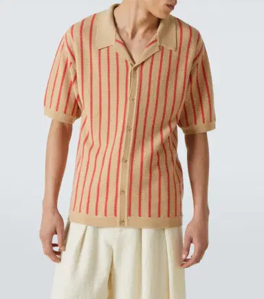 KING & TUCKFIELD Striped knitted wool bowling shirt | Thumbnail 2