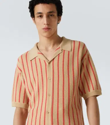 KING & TUCKFIELD Striped knitted wool bowling shirt | Thumbnail 3
